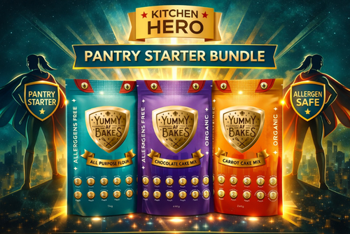 Kitchen Hero Pantry Starter Bundle — organic flour, chocolate & carrot cake mix | Yummy AF Bakes