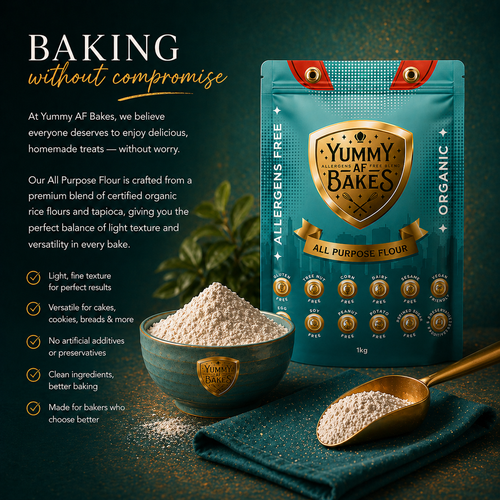 Baking without compromise — Yummy AF Bakes organic allergen free all purpose flour for cakes, cookies and more